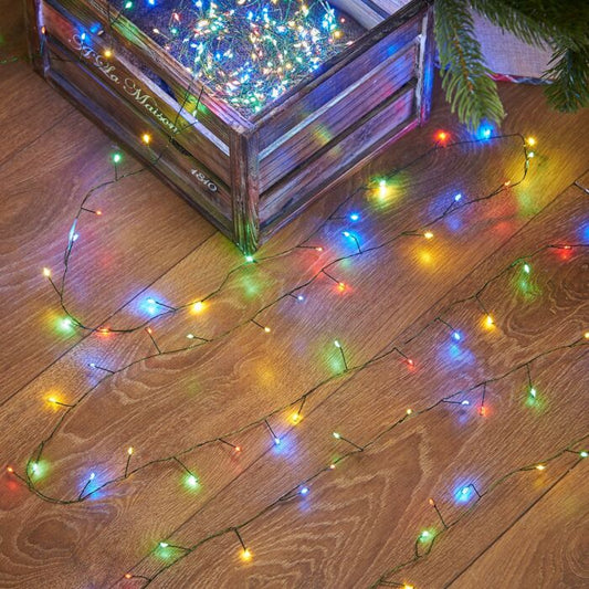 14.4m Firefly Decor Tree Lights on Green Wire, 360 Multi Coloured LEDs