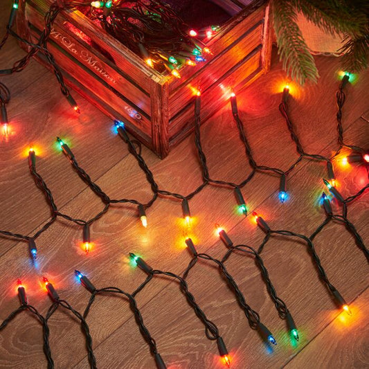 11.9m Indoor Classic Mini Christmas Tree Fairy Lights, 80 Multi Coloured Bulbs