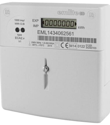 Emlite – ECA2-MID Single Phase Digital kWh Meter (100A Direct Connected) with extended terminal cover