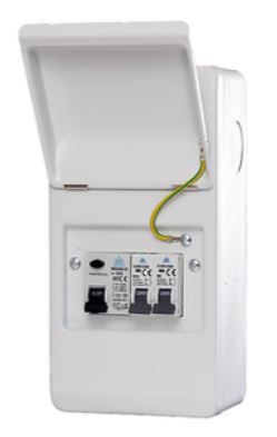 WCED metal 4 way garage unit c/w 63A RCD, 6+16A MCB