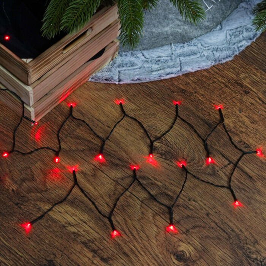 2m Indoor & Outdoor Battery Fairy Lights, Red LEDs, Green Cable