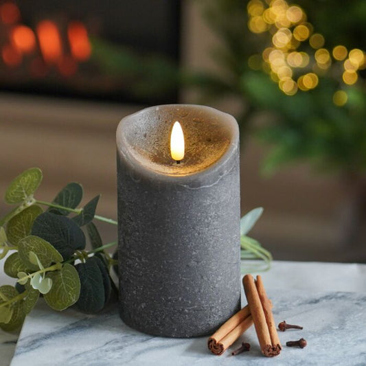 Grey Battery Real Wax Authentic Flame LED Candle, 12.5cm