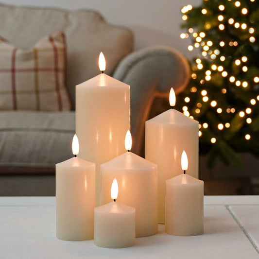 Ivory Battery Real Wax Authentic Flame LED Chapel Candles, 6 Pack