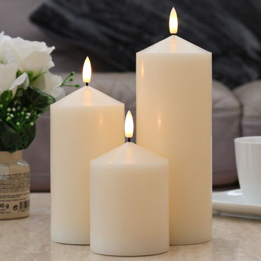 Ivory Battery Real Wax Authentic Flame LED Chapel Candle