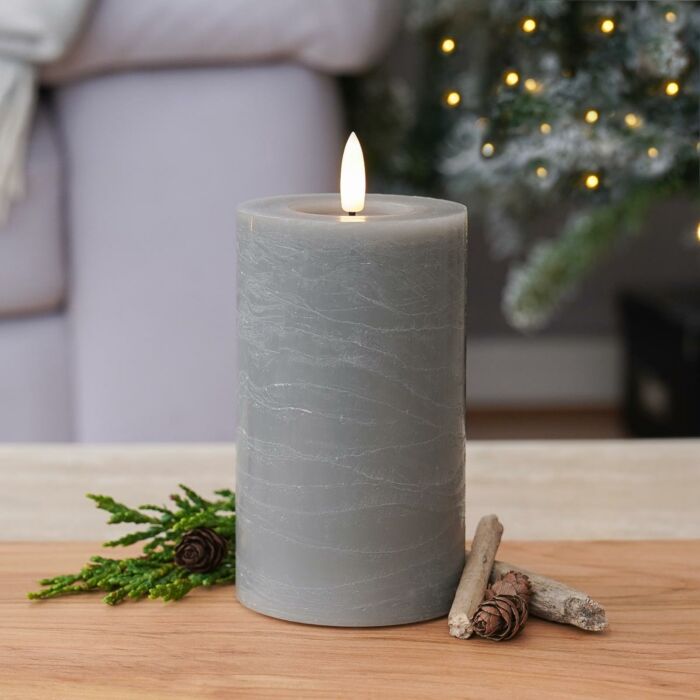 Grey Battery Real Wax Authentic Flame LED Candle