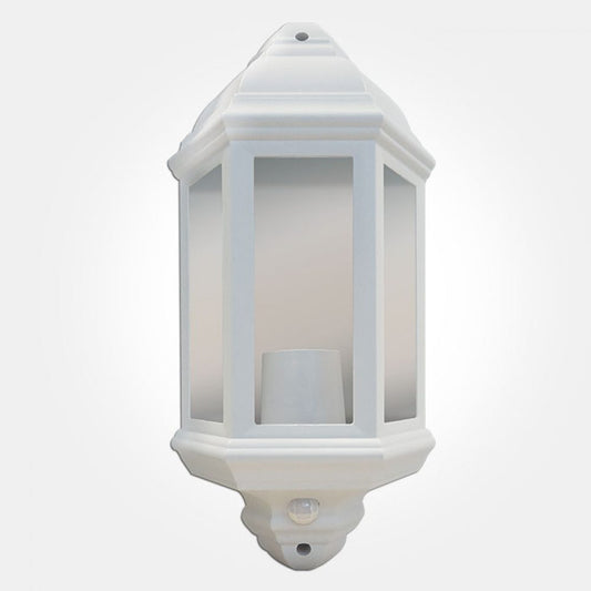 60W Max White 110°PIR Polycarbonate Half Lantern - IP44