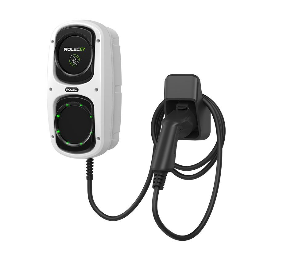 Rolec WallPod Smart EV Charger - up to 7.4kw Type 2 Socket, 5m Tethered - White