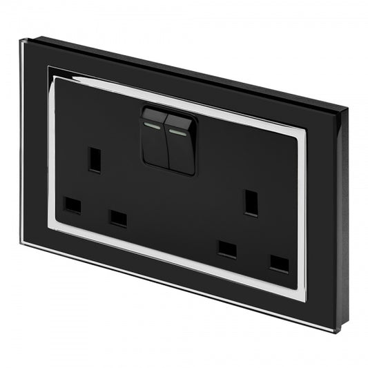 CRYSTAL CT 13A DP DOUBLE PLUG SOCKET WITH SWITCH BLACK