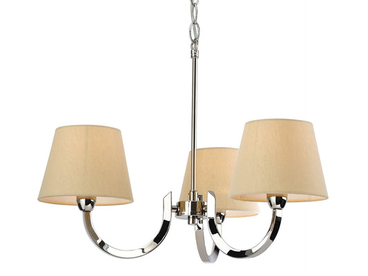 Fairmont 3 Light FittingPolished Stainless Steel with Cream Linen Shades