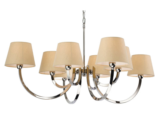 Fairmont 8 Light FittingPolished Stainless Steel with Cream Linen Shades