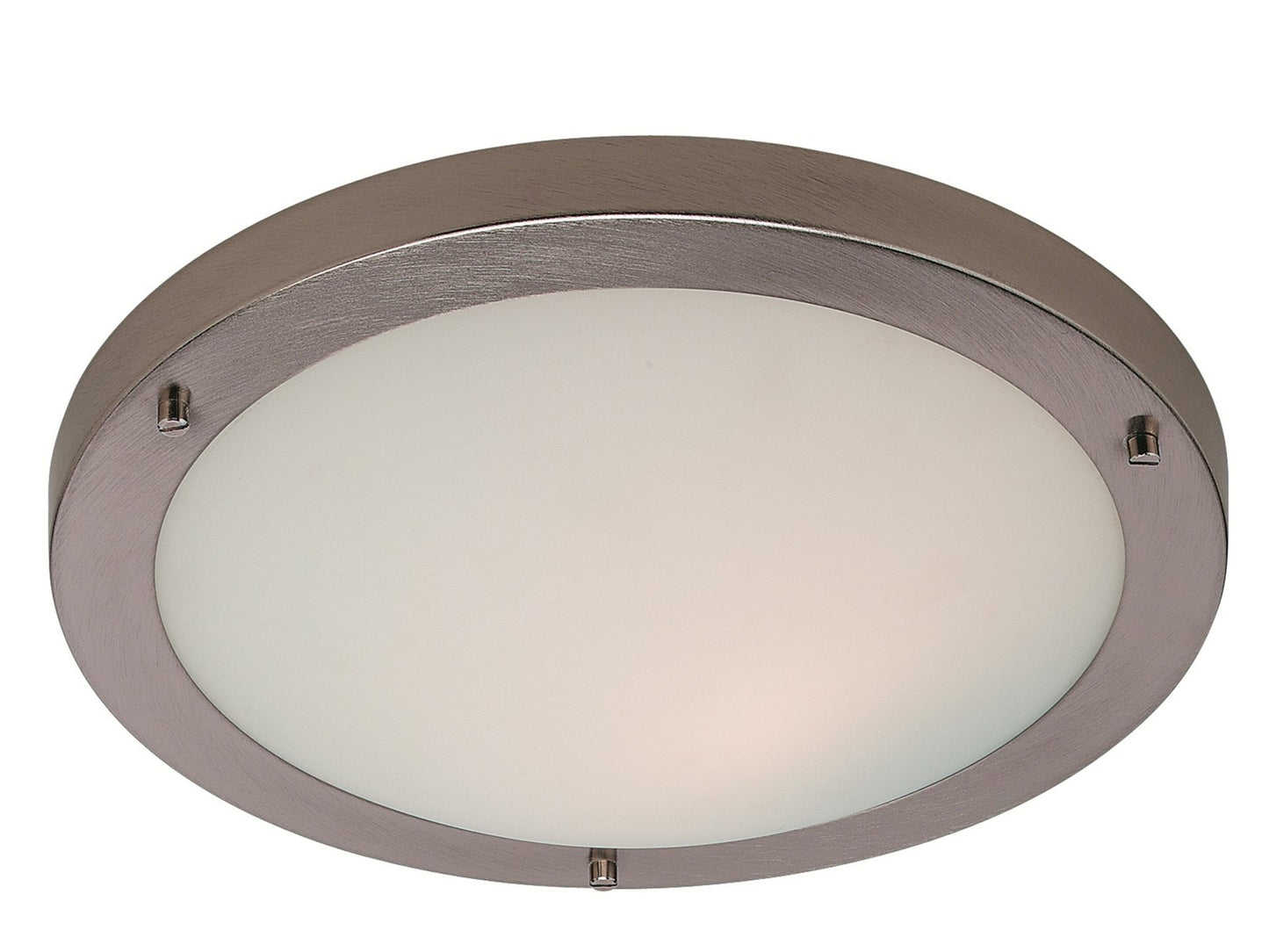 Rondo Flush Ceiling Fitting Brushed Steel with Opal Glass