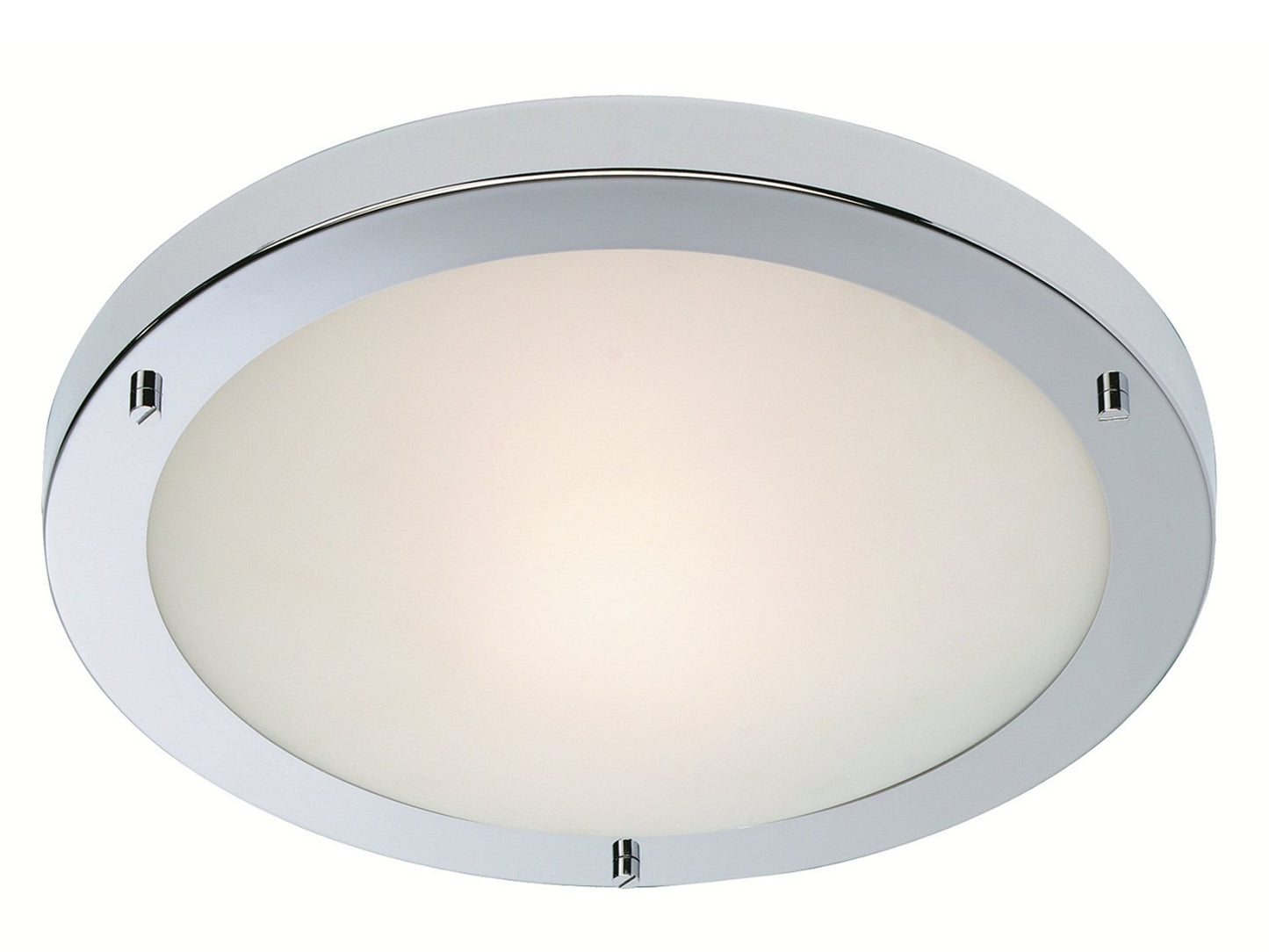 Rondo Flush Ceiling Fitting Chrome with Opal Glass