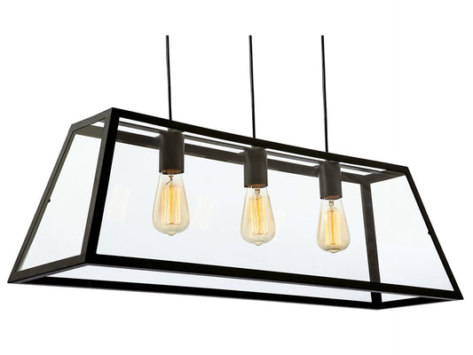 Kew 3 Light PendantBlack with Clear Glass
