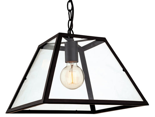 Kew 1 Light PendantBlack with Clear Glass
