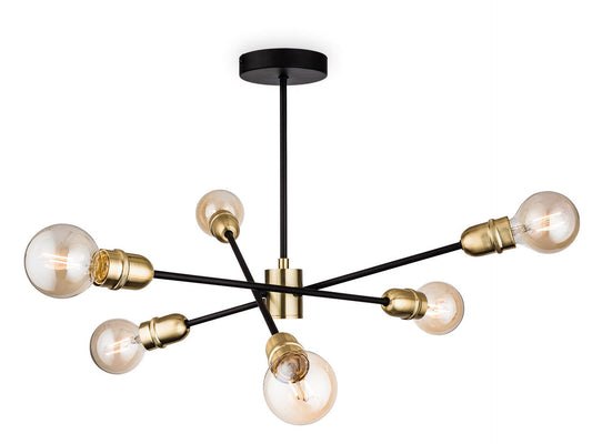 Trident Semi Flush Ceiling FittingBlack with Brushed Brass