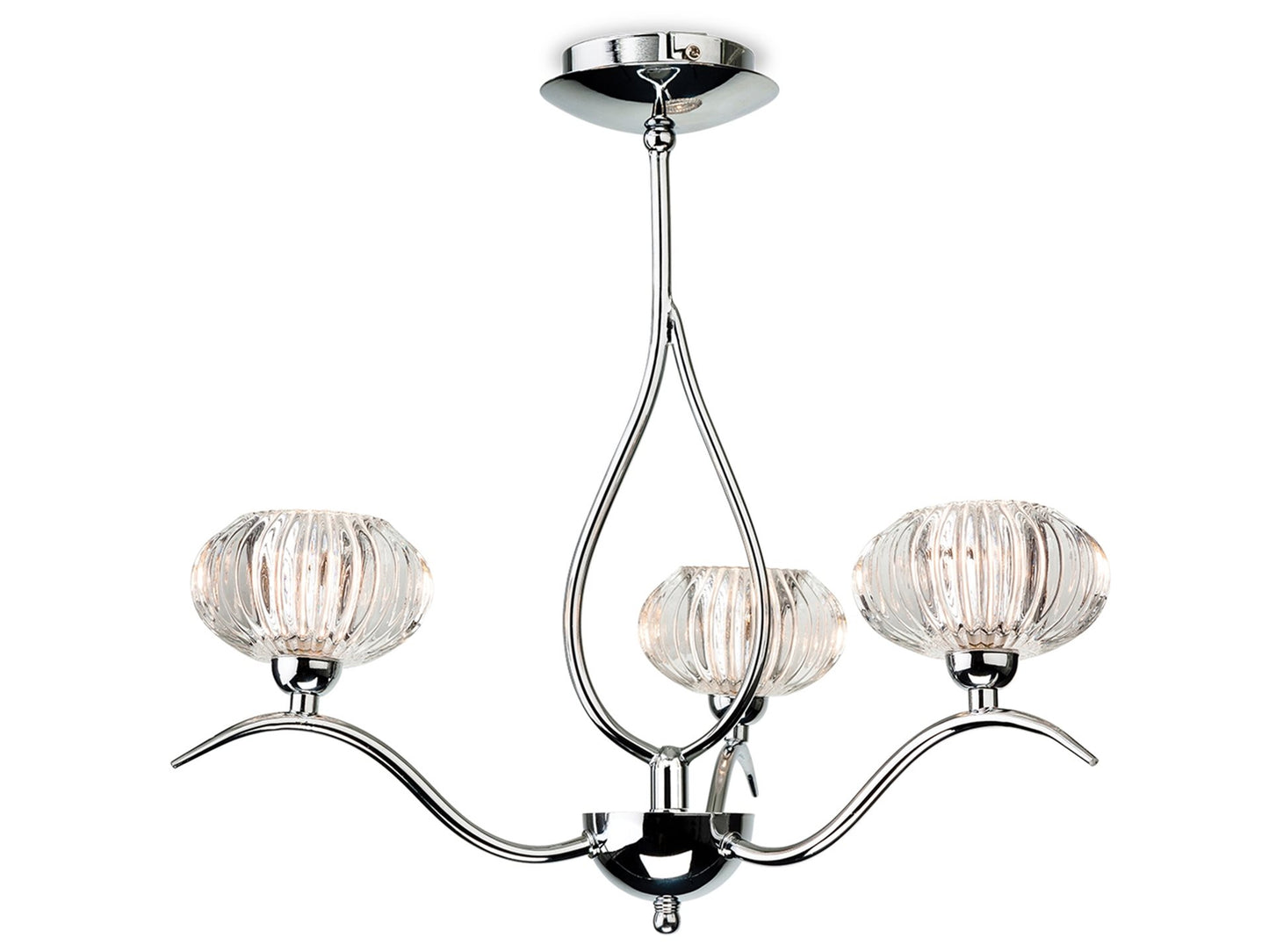 Lisbon 3 Light Flush Ceiling Fitting Chrome with Clear Decorative Glass