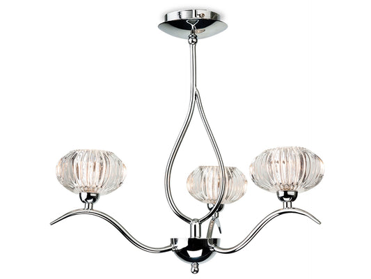Lisbon 3 Light Flush Ceiling Fitting Chrome with Clear Decorative Glass