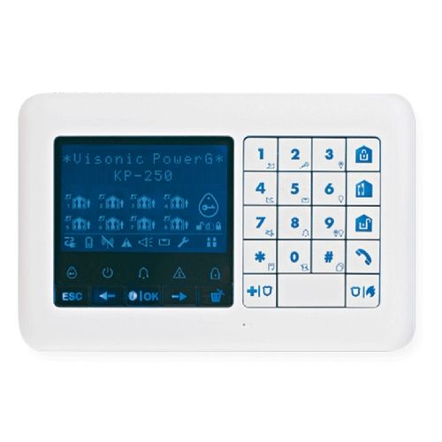 Visonic 0-103193 (KP250) Two Way Keypad Power-Master Only Fully programmable English Text Display with Tag Option (Power G)