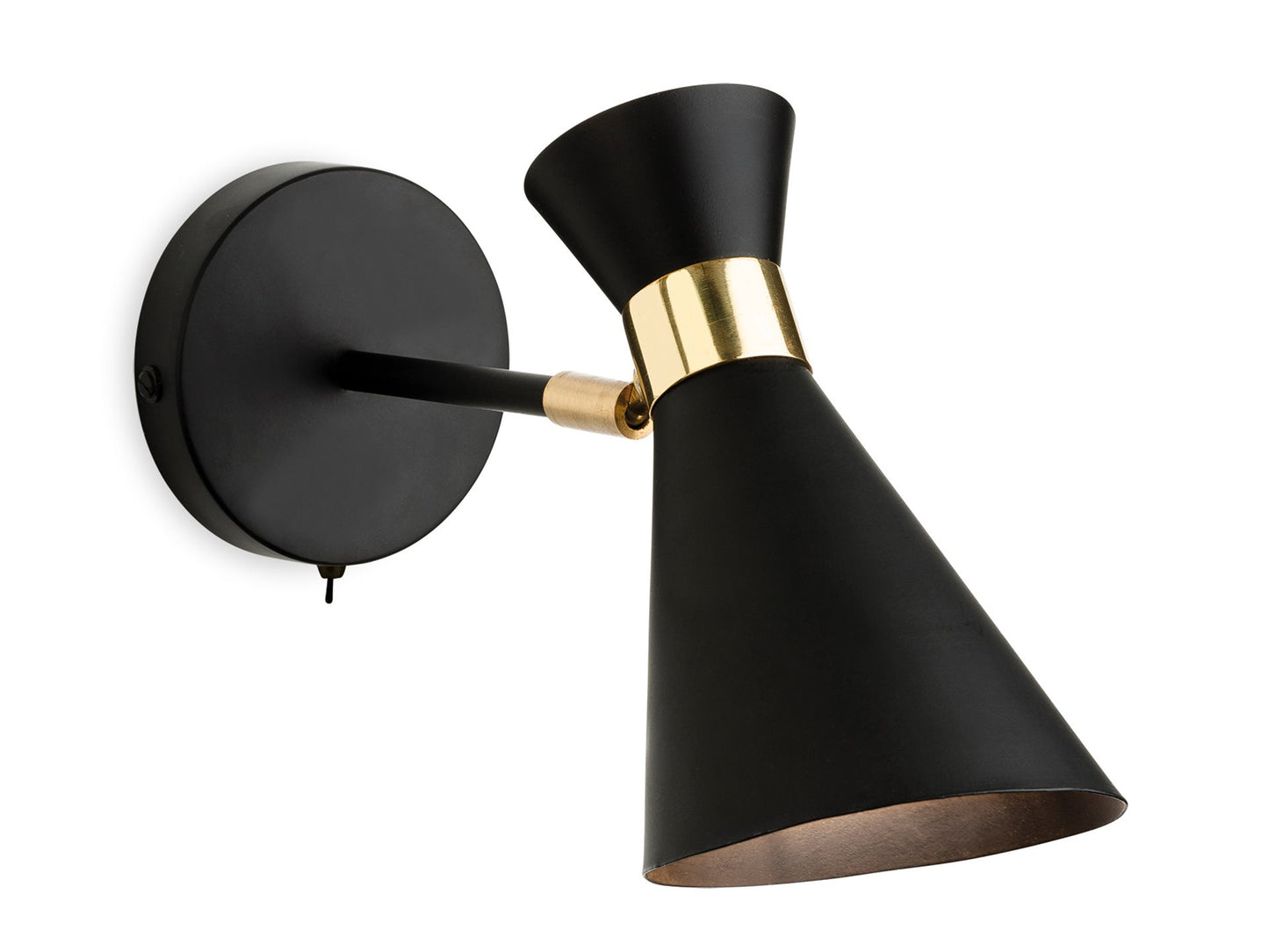 Ohio Wall Light (Switched)Black with Brass