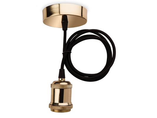 Pendant Kit Brass with Black Fabric Cord