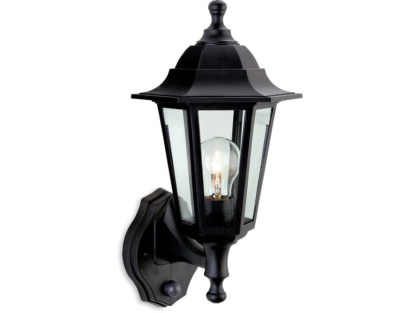 Malmo Resin Lantern - Uplight with PIR Black