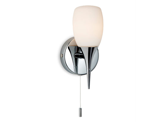 Robano Wall Light (Switched)Chrome with Opal Glass