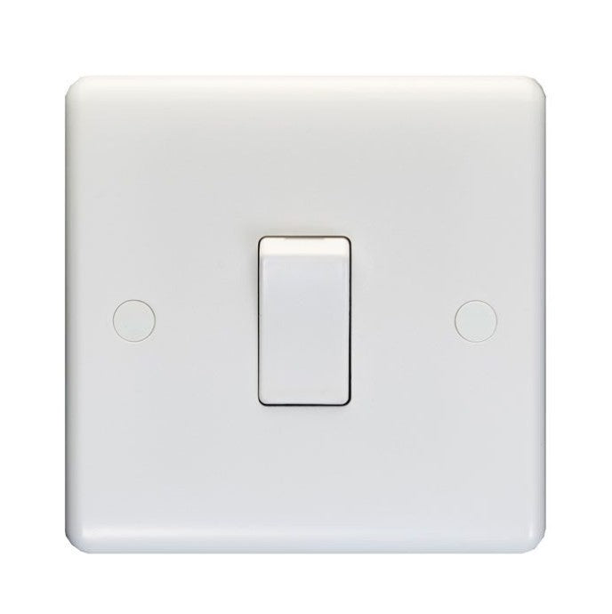 White Plastic 10A 1 Gang 1 Way Switch - PL3011