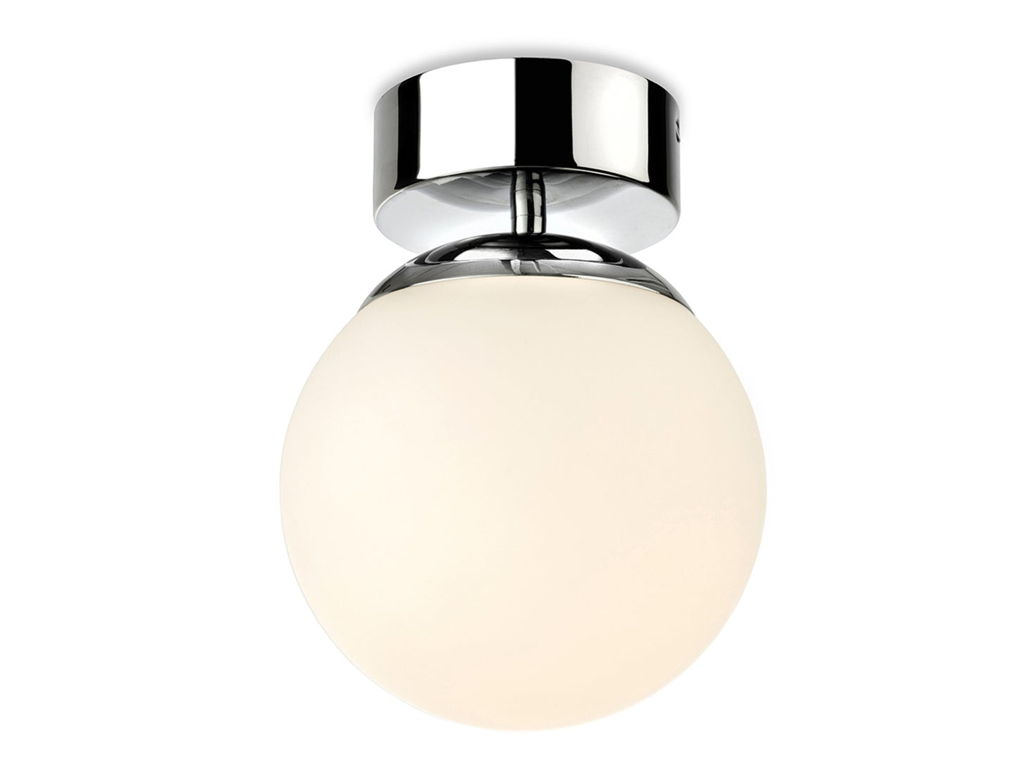 Brook LED Flush Ceiling Fitting Chrome with Opal White Glass