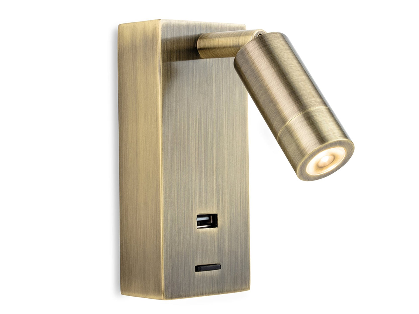 Clifton LED Wall Light with USB PortAntique Brass
