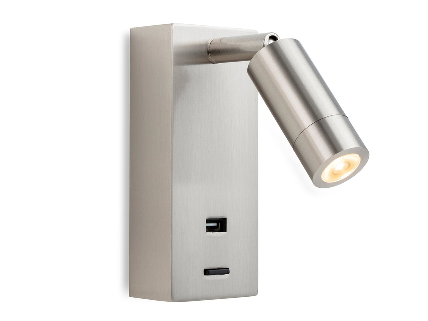 Clifton LED Wall Light with USB PortBrushed Steel