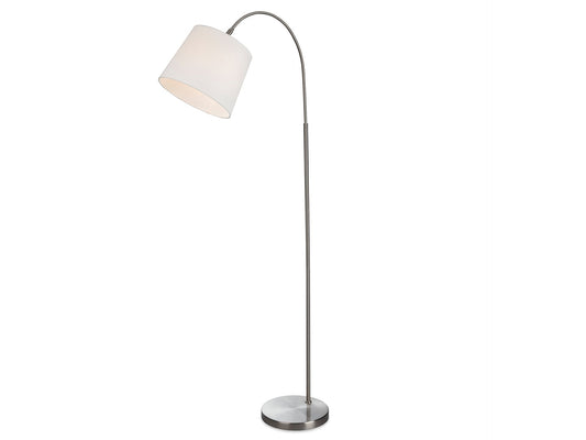 Tower Floor Lamp Brushed Steel with Cream Shade