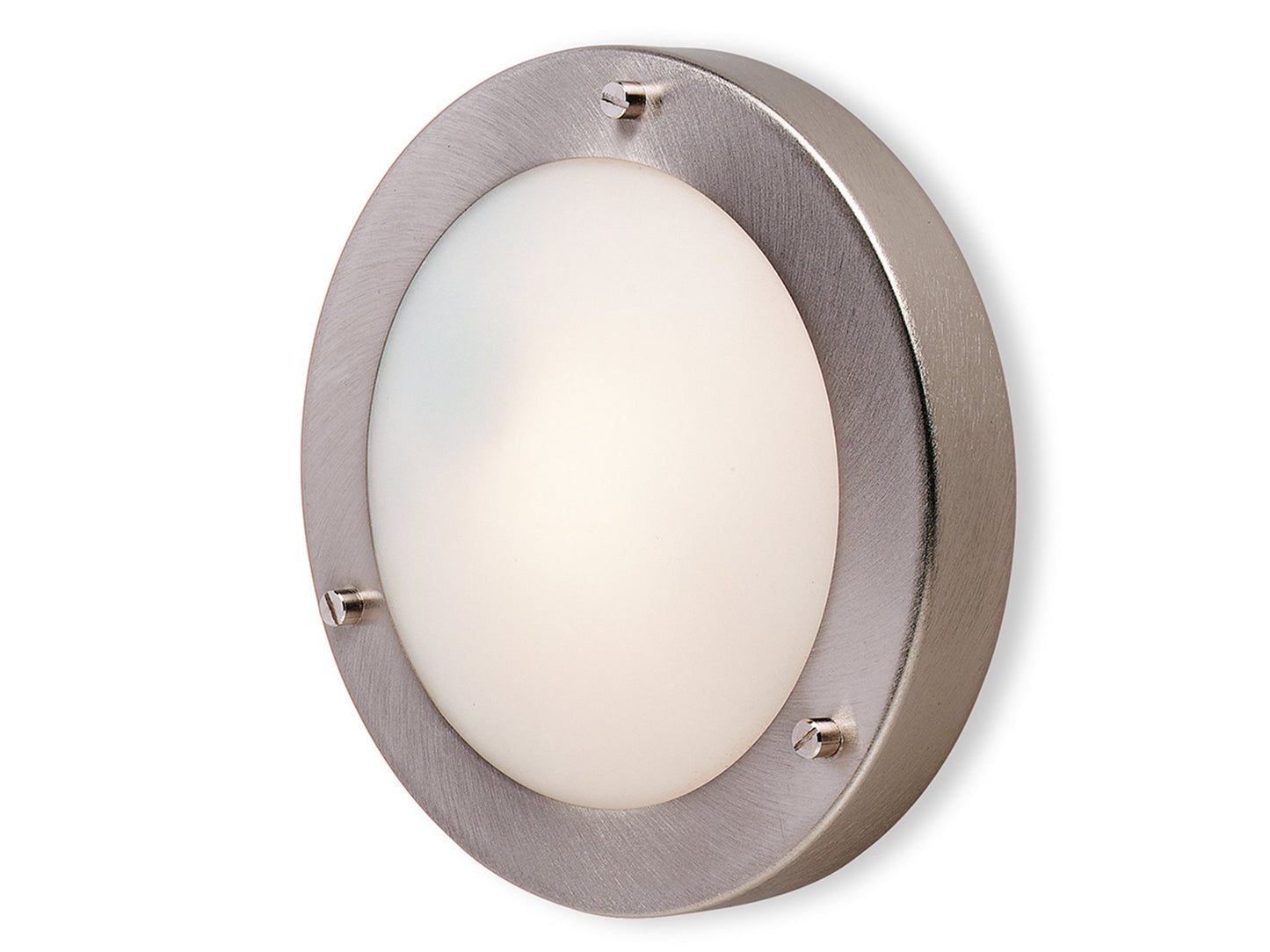 Rondo Wall/Flush Ceiling Fitting Brushed Steel with Opal Glass