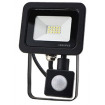 10W SMD AC Floodlight PIR - 3100k - Black