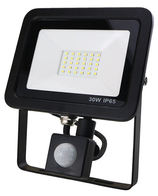 30W SMD AC Floodlight PIR - 3100k - Black