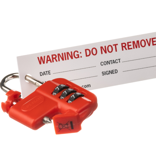 Combination Lock off device inc 2 x warning tag