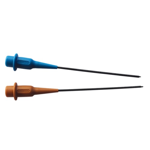Blue & Brown long reach probes for screwless terminals, 4mm connectors