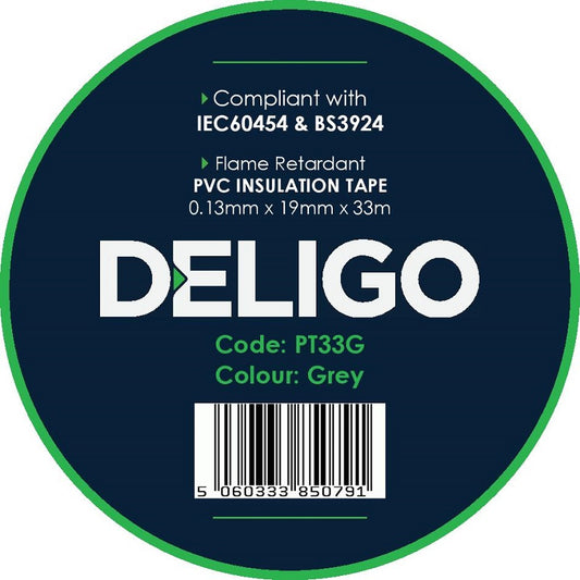 19mm x 33m PVC Insulation Tape Grey - PT33G