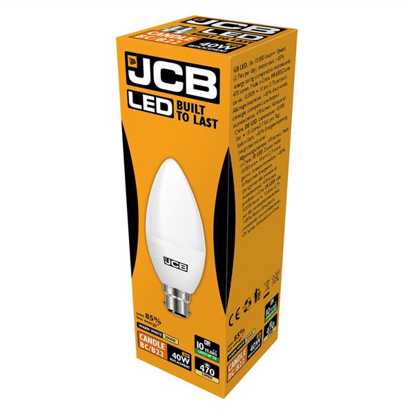 JCB LED Candle 470lm Opal B22 3000k - S10978