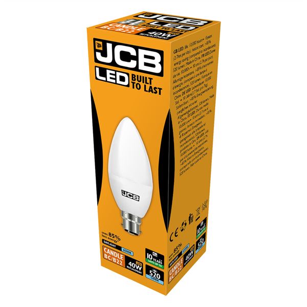 JCB LED Candle 470lm Opal B22 6500k - S10979