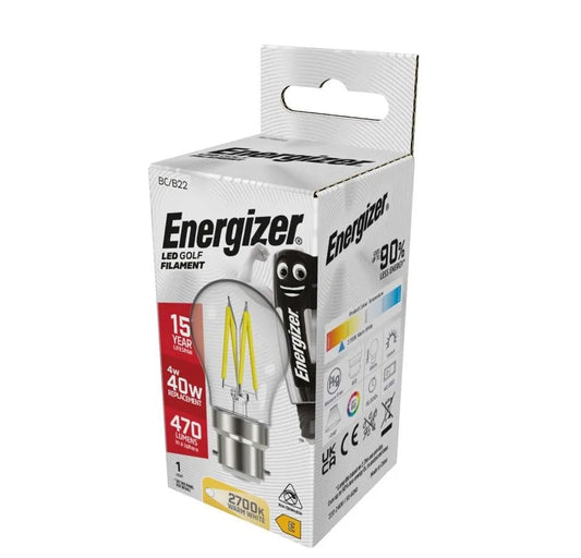 Energizer LED Filament Golf B22 (BC) 470lm 4W 2,700K (Warm White) - S12871