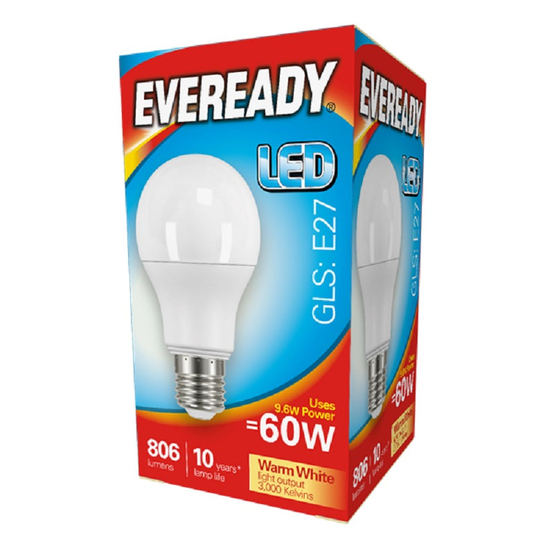 Eveready 9.6watt ES Warm White GLS Lamp 3000k - S13624