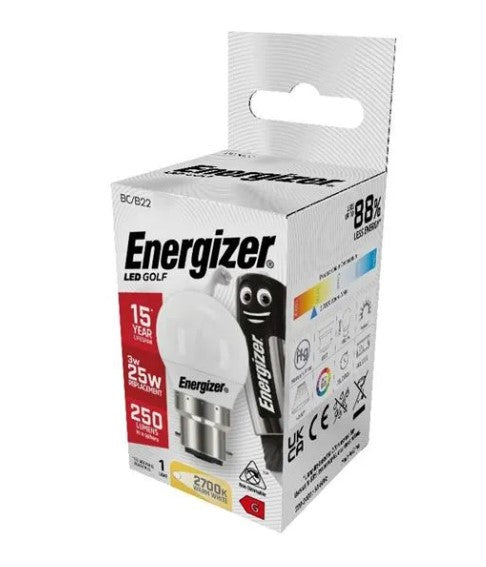 Energizer LED Golf B22 (BC) 250lm 3W 2,700K (Warm White) - S8834