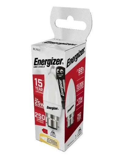 Energizer LED Candle B22 (BC) 250lm 3W 2,700K (Warm White) - S8843