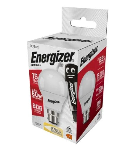 Energizer LED GLS B22 (BC) 806lm 8.5W 2,700K (Warm White) - S8862