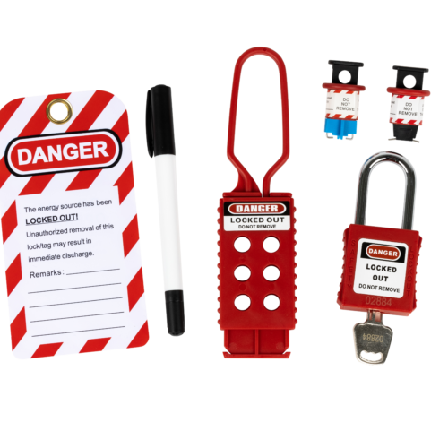 Lockout kit inc MCB locks Padlock Hasp tag and pen.