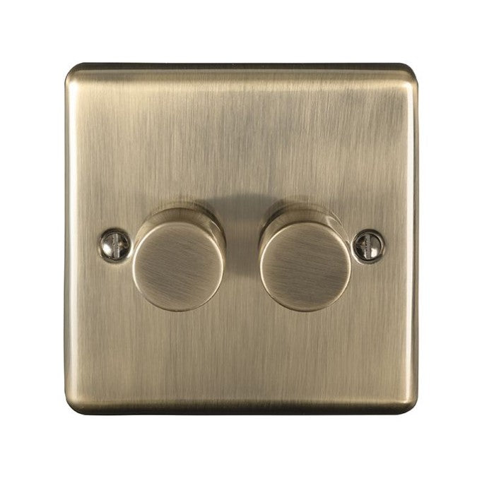 Antique Brass 2 Gang 440W LED Dimmer Switch - EN2DLEDABB