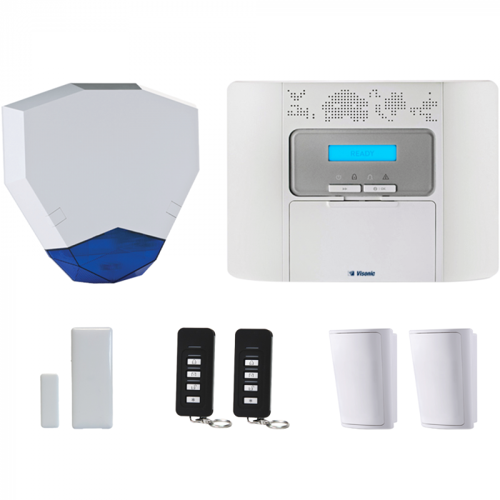 Visonic PM30HEXKIT Power-Master 30 - 64 Wireless Zone Control Panel + 2 x Pir's MP 802 UK + 2 x Key-Fobs (KF-235 PG2) + 1 x MC-303V PG2 + 1 x Hex Bell box