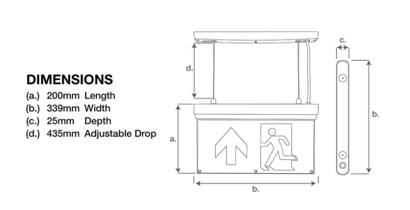 Emco 2.7W IP20 LED maintained emergency exit sign - EMLEDXBM