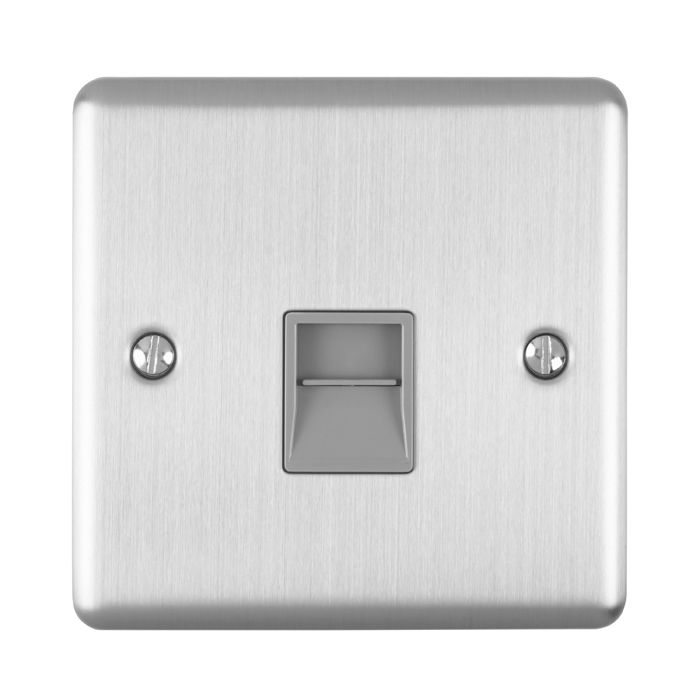 1 Gang Slave Telephone Socket Satin Enhance Range Grey Trim