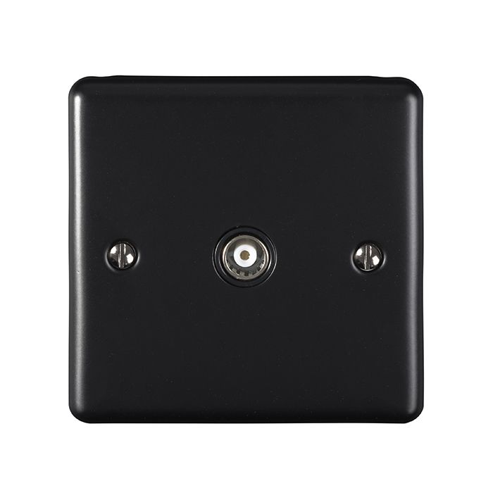 1 GANG TV COAXIAL SOCKET MATT BLACK ENHANCE RANGE BLACK TRIM